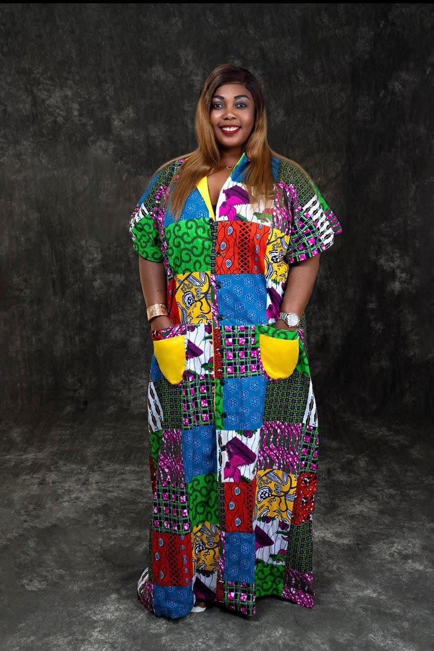 Boubou Manguier — Patchwork wax · jaune & vert